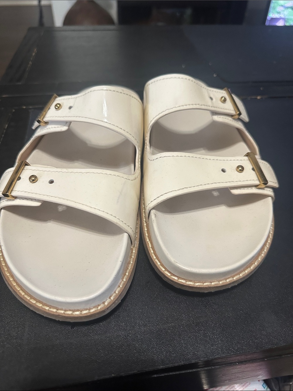 Cole Haan Cream Double-Strap Buckle Sandals